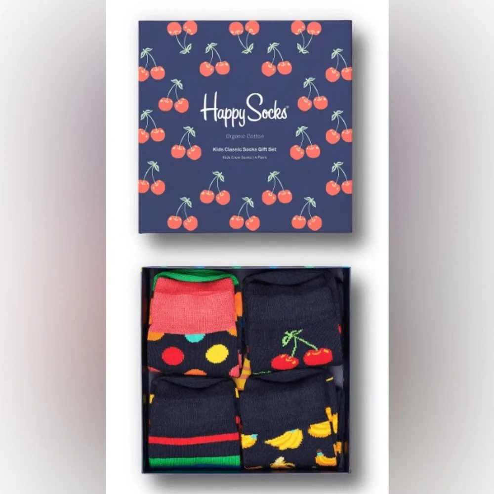 NWT Happy Socks Gift Set Cherry Kids Classic Size 2-3Y